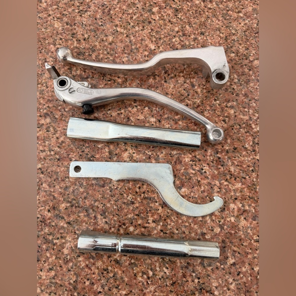 OEM Motorcycle Brake & Clutch Levers w Tool Kit Bundle Spark Plug Wrenches